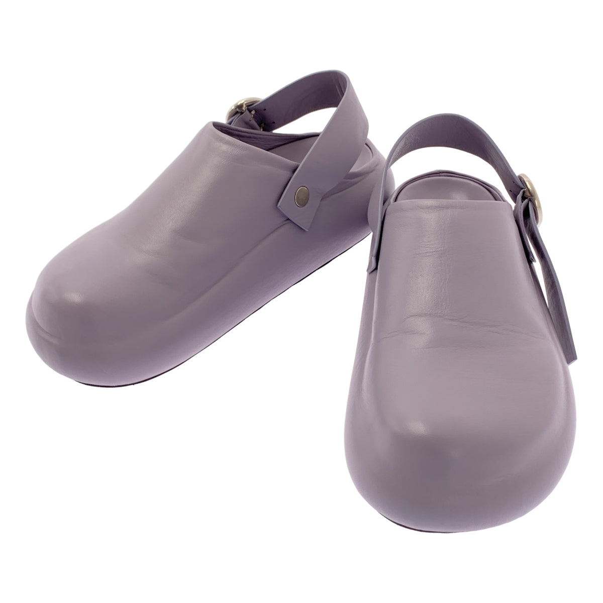 [近全新] JIL SANDER | 2023 秋冬 | SABOT 皮革踝帶圓頭鞋 | 38 號 | 紫色 | 女款