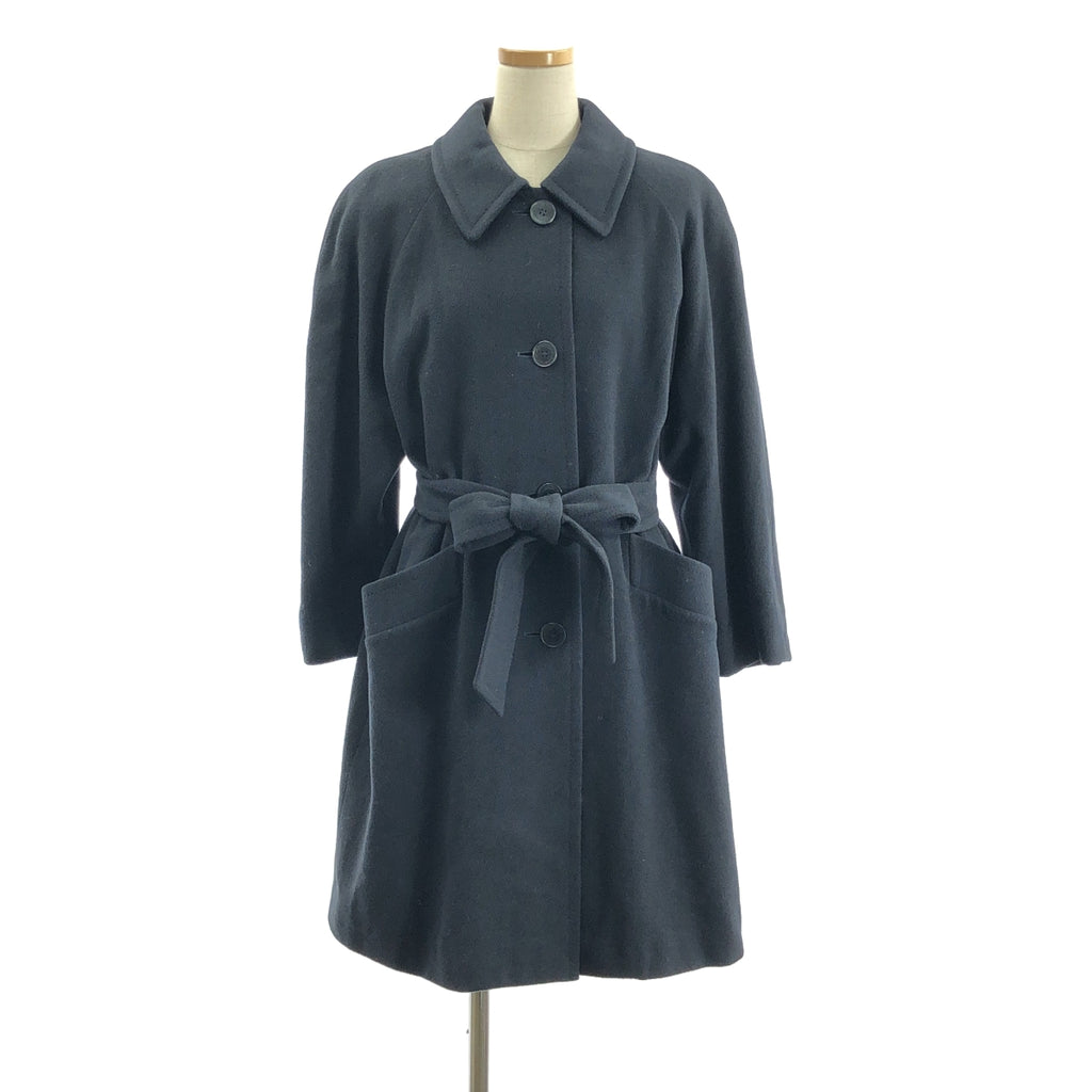 AQUASCUTUM / アクアスキュータム | ウール ステンカラー ラグランスリーブ コート | ネイビー | レディース