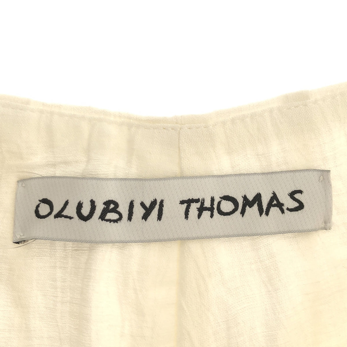 【신품】 OLUBIYI THOMAS / 오르비 토마스 | 2023SS | tapered bow trousers 빈티지 패브릭 패치 워크 테이퍼 팬츠 | 2 | 오프 화이트 | 남성