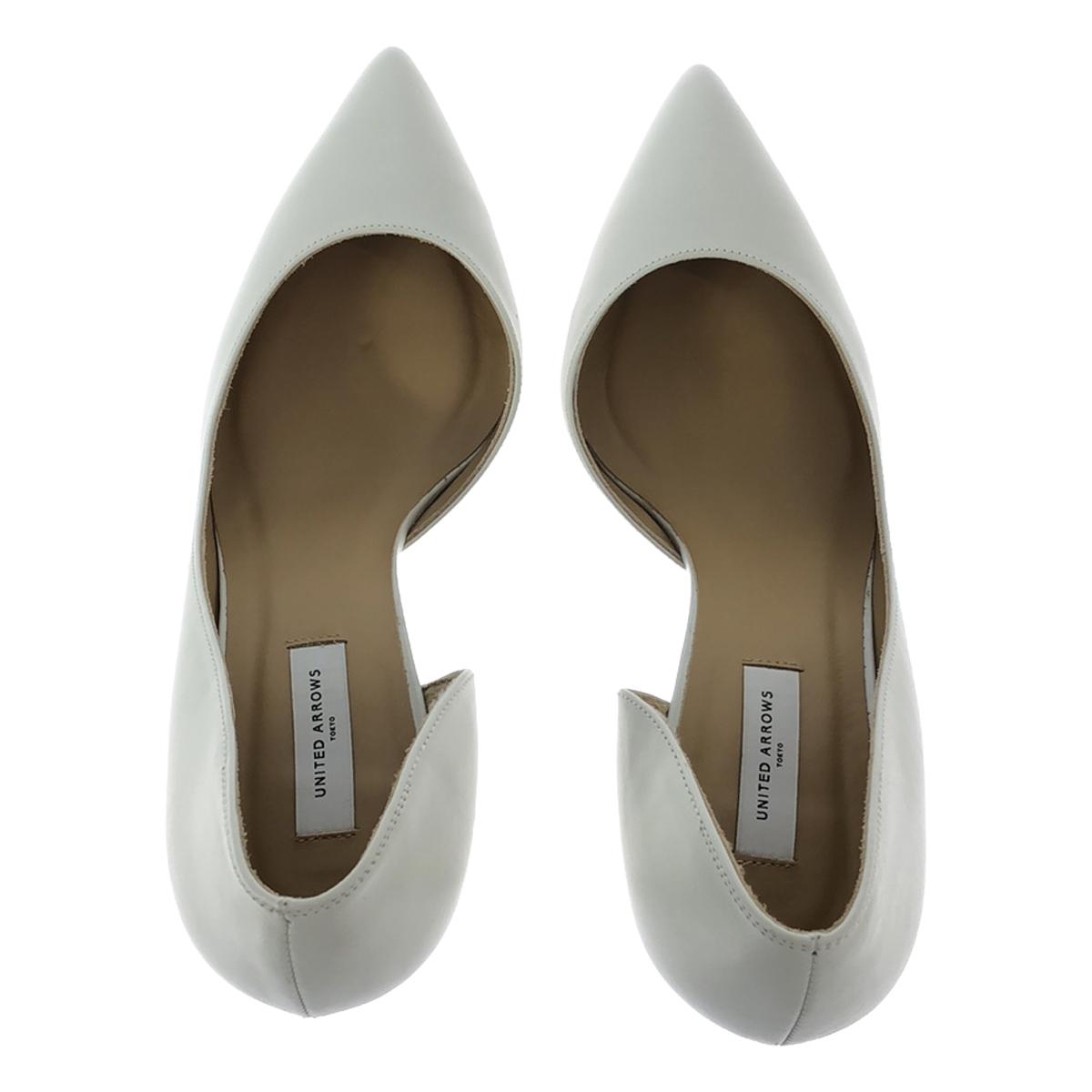 [Good Condition] UNITED ARROWS | Pointed Side Open Pumps | 36 1/2 | White | Women's