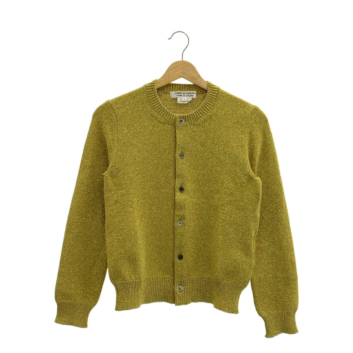 [近全新] COMME des GARCONS | 2024 秋冬 | 聚酯尼龍金銀絲針織開襟衫 | S碼 | 金色 | 女款