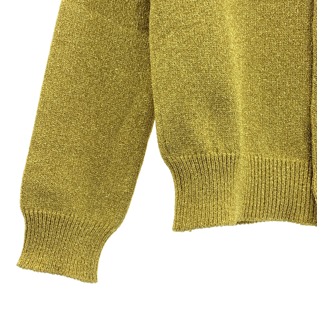 [近全新] COMME des GARCONS | 2024 秋冬 | 聚酯尼龍金銀絲針織開襟衫 | S碼 | 金色 | 女款