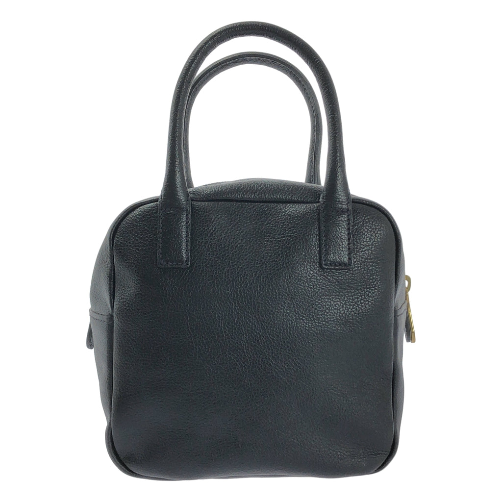 【미품】 IL BISONTE / 일비존테 | 가죽 스퀘어 핸드백 | 블랙 | 여성