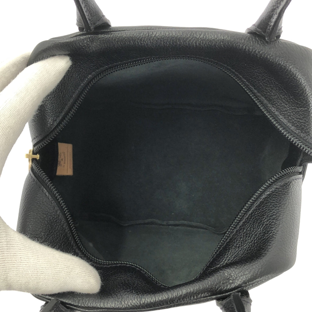 【미품】 IL BISONTE / 일비존테 | 가죽 스퀘어 핸드백 | 블랙 | 여성