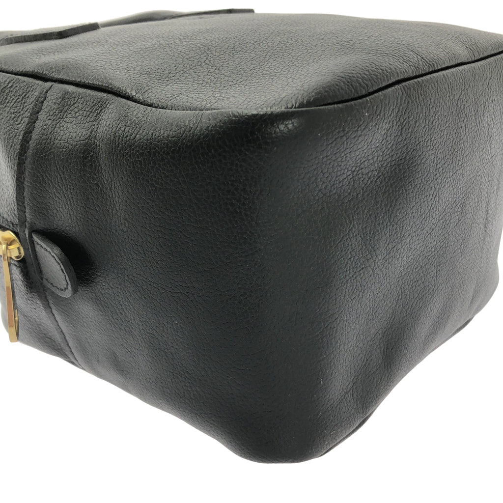 【미품】 IL BISONTE / 일비존테 | 가죽 스퀘어 핸드백 | 블랙 | 여성