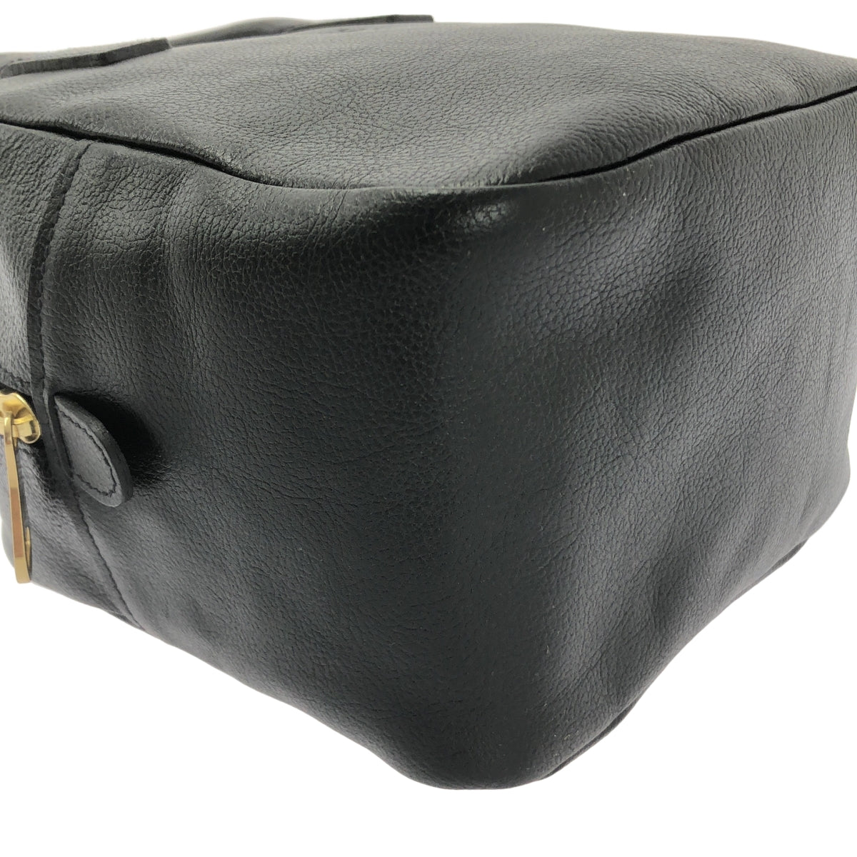 【미품】 IL BISONTE / 일비존테 | 가죽 스퀘어 핸드백 | 블랙 | 여성