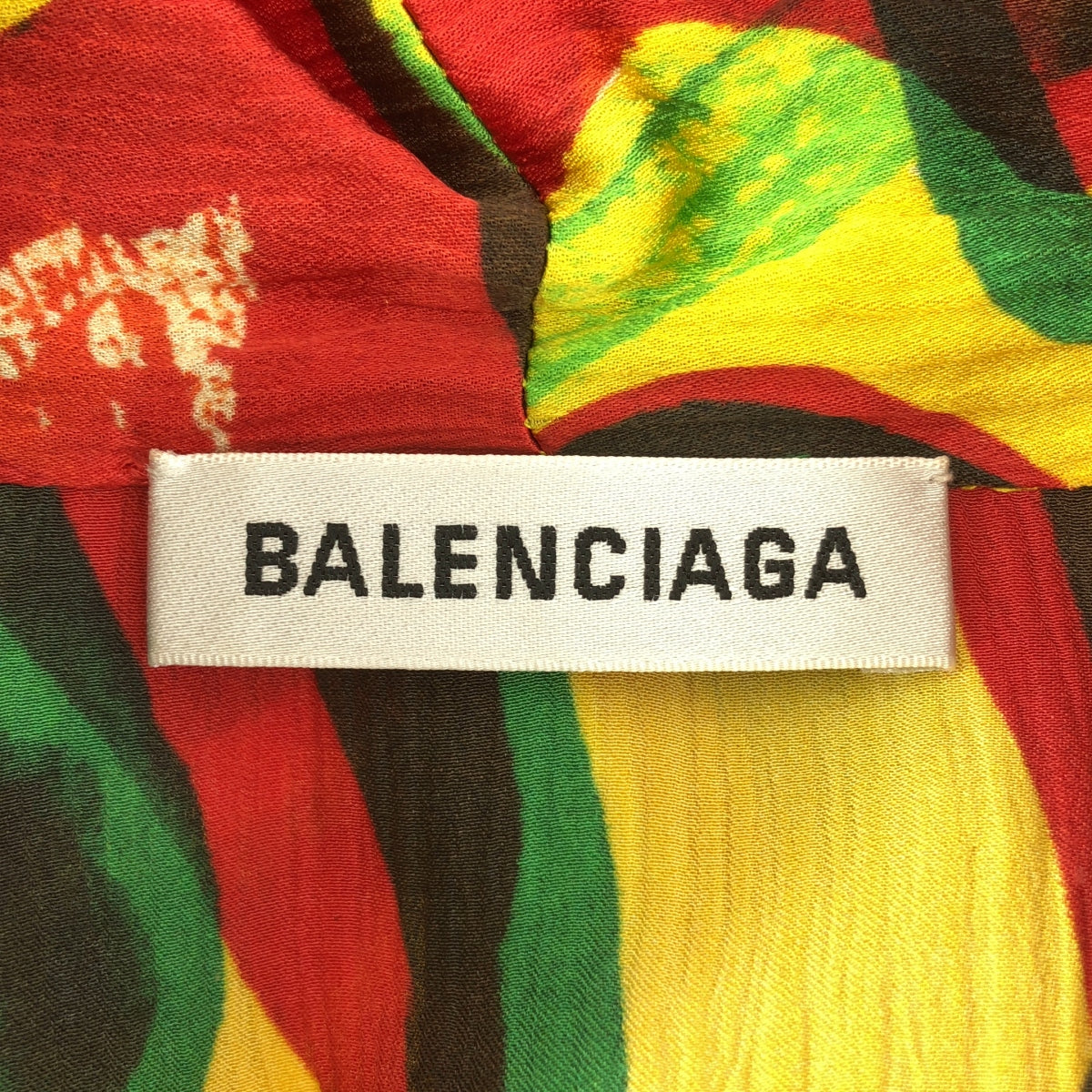 【美品】  BALENCIAGA / バレンシアガ | silk 100％ / シルク 総柄 タイ オーバー シャツ ブラウス | 36 | マルチカラー | レディース