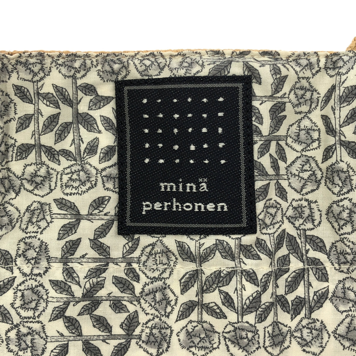[狀況極佳] mina perhonen | 2020 春夏 | tori-to-hana（鳥與花）/亞麻帕尼尼托特包 | 米色 | 女款