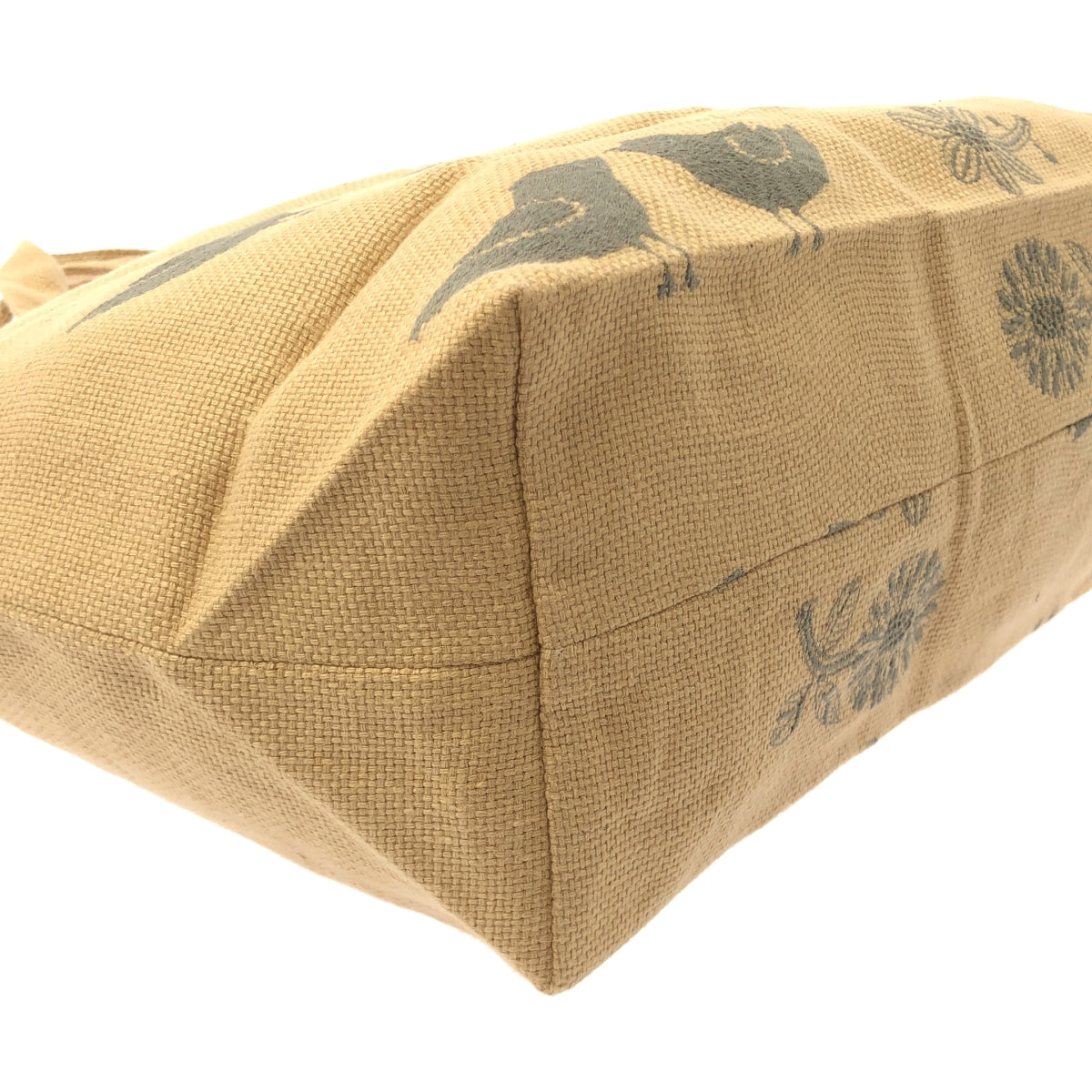 [狀況極佳] mina perhonen | 2020 春夏 | tori-to-hana（鳥與花）/亞麻帕尼尼托特包 | 米色 | 女款