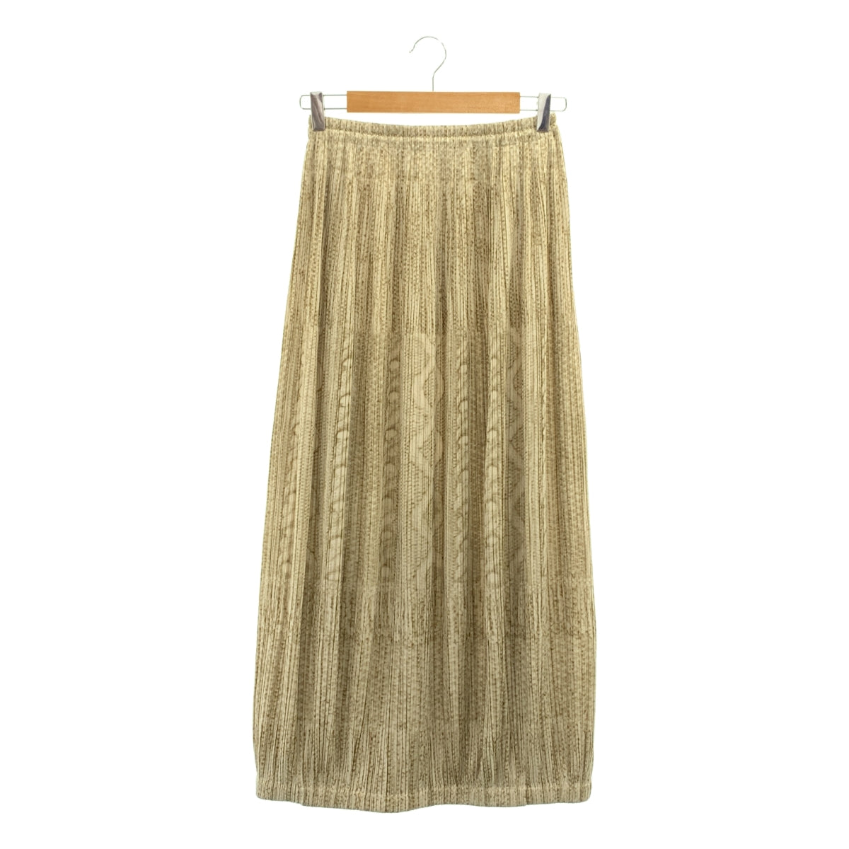 PLEATS PLEASE ISSEY MIYAKE / 주름 뿌리즈 이세이 미야케 | 주름 케이블 뜨개질 전사 프린트 롱 스커트 | 3 |