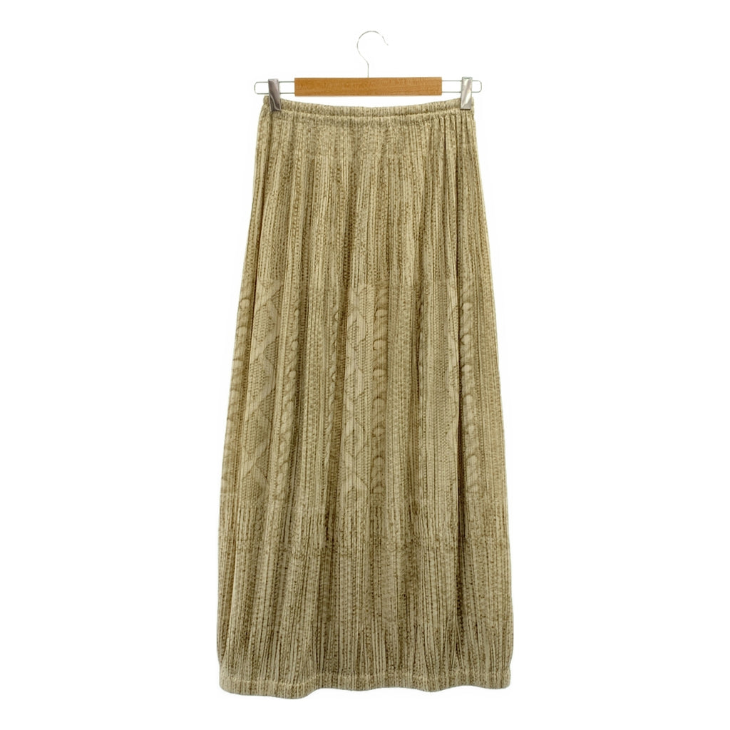 PLEATS PLEASE ISSEY MIYAKE / 주름 뿌리즈 이세이 미야케 | 주름 케이블 뜨개질 전사 프린트 롱 스커트 | 3 |