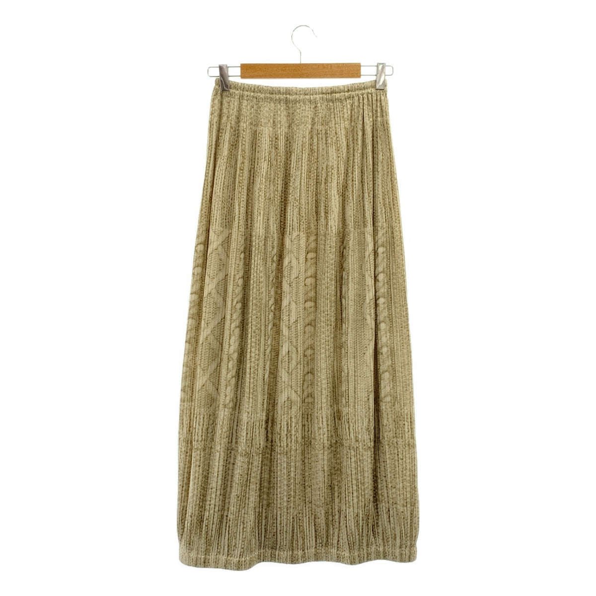 PLEATS PLEASE ISSEY MIYAKE / 주름 뿌리즈 이세이 미야케 | 주름 케이블 뜨개질 전사 프린트 롱 스커트 | 3 |