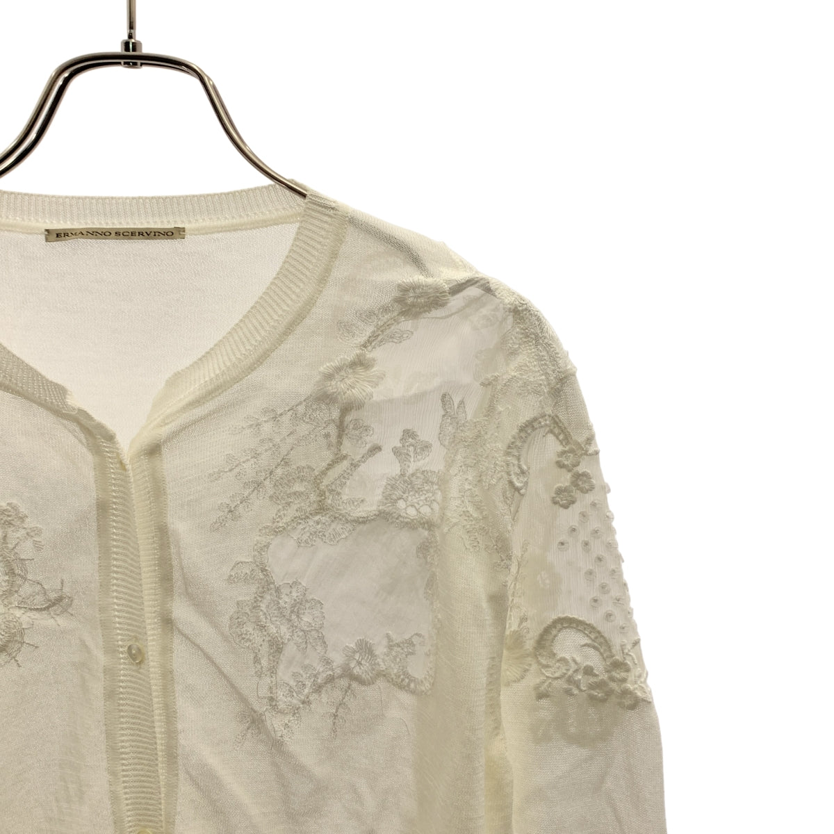 埃爾曼諾·塞維諾 |棉質蕾絲圓領開襟衫| SHOPBOP尺寸 44 |