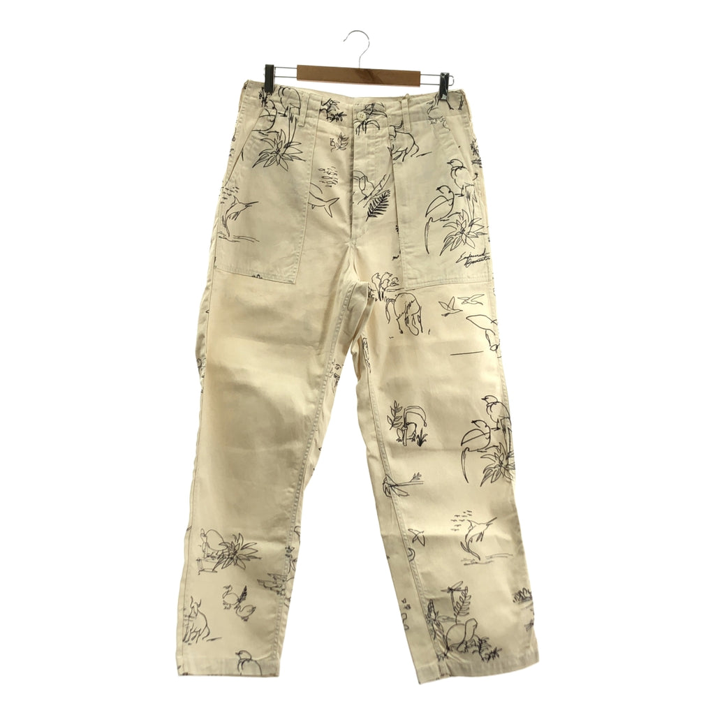 Engineered Garments | 動物紋印花 6.5 盎司平紋斜紋工裝褲 / 全印花抽繩貝克闊腿褲 | S 碼 | 男款