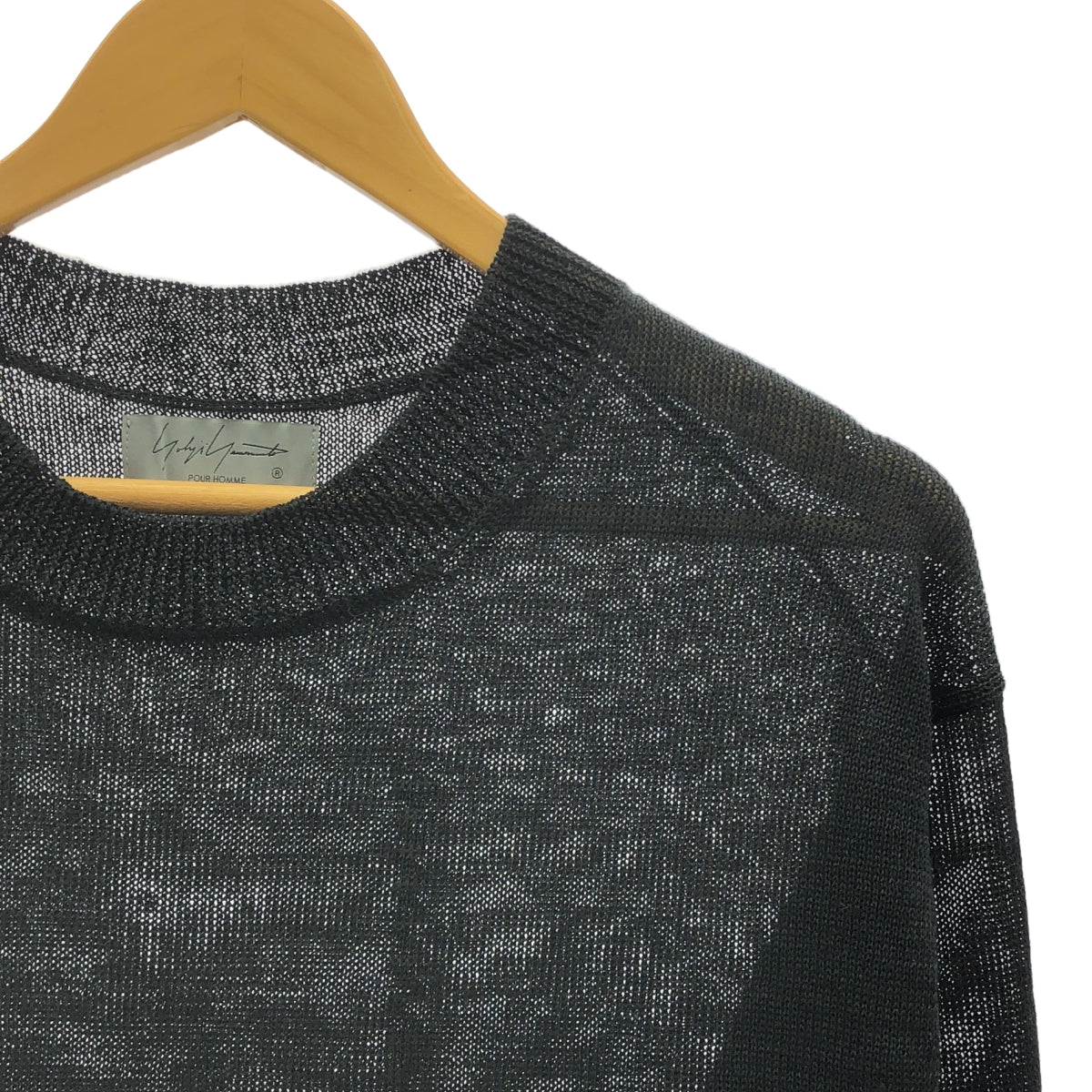 YOHJI YAMAMOTO POUR HOMME / 요우지야마모토풀 옴므 | 2025SS | 10G PLATED CROSSED PATTERN ROUND NECK EMBROIDERY KNIT 10G 교차 무늬 플레이팅 자수 라운드 목 긴팔 니트 | 3 | 남성