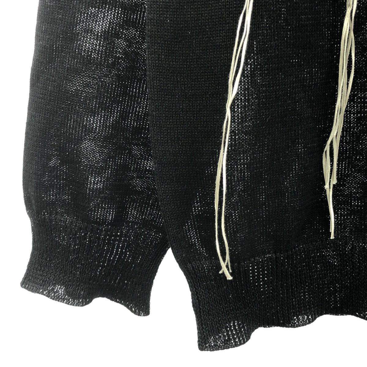 YOHJI YAMAMOTO POUR HOMME / 요우지야마모토풀 옴므 | 2025SS | 10G PLATED CROSSED PATTERN ROUND NECK EMBROIDERY KNIT 10G 교차 무늬 플레이팅 자수 라운드 목 긴팔 니트 | 3 | 남성