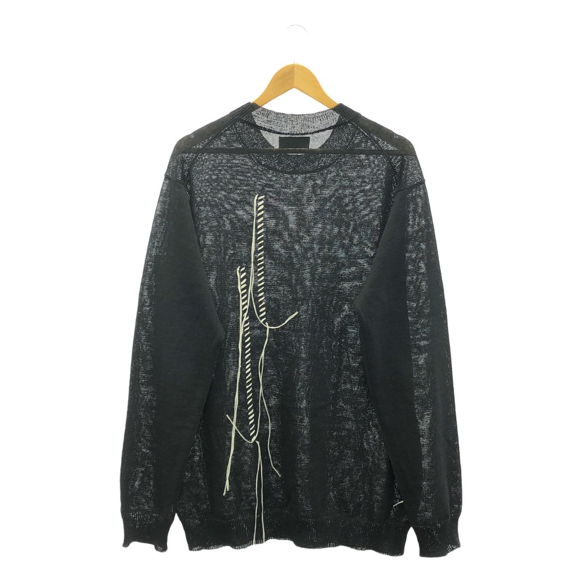 【미품】YOHJI YAMAMOTO POUR HOMME / 요우지야마모토풀 옴므 | 2025SS | 10G PLATED CROSSED PATTERN ROUND NECK EMBROIDERY KNIT
