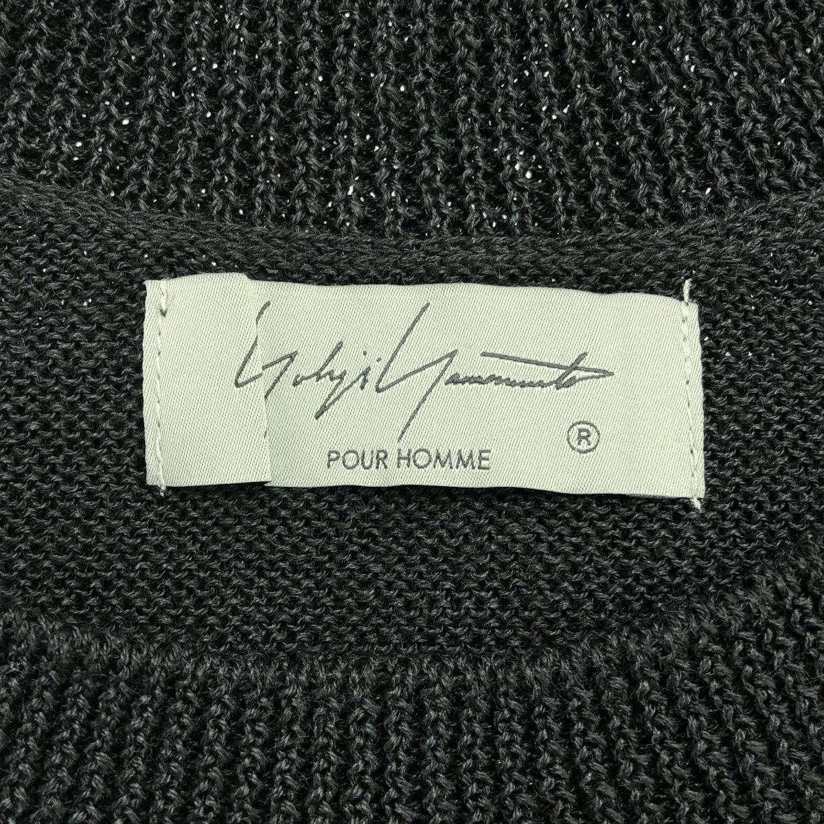 YOHJI YAMAMOTO POUR HOMME / 요우지야마모토풀 옴므 | 2025SS | 10G PLATED CROSSED PATTERN ROUND NECK EMBROIDERY KNIT 10G 교차 무늬 플레이팅 자수 라운드 목 긴팔 니트 | 3 | 남성