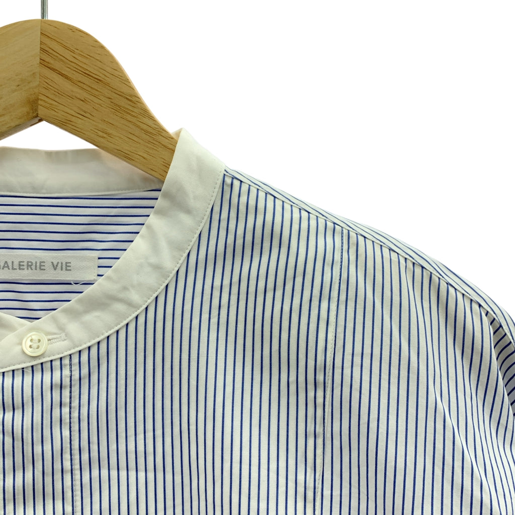 GALERIE VIE / ギャルリーヴィー | 2024SS | ストライプ オーバーシルエット バンドカラー コットンブロード ブザムシャツ ブラウス | F | レディース