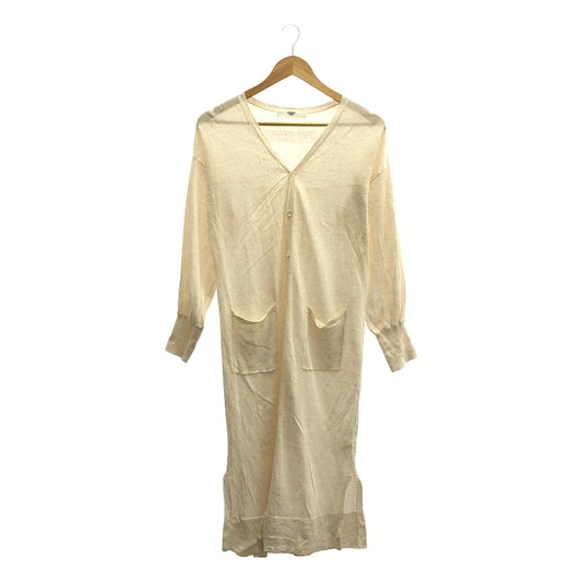 UNIVERSAL TISSU | Belgian linen knit long cardigan | Ivory | Women's