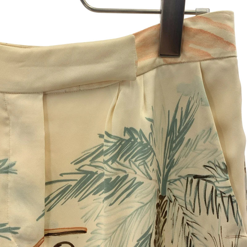 HERMES / エルメス | silk 100％ / シルク 総柄 ロゴボタン バックスリット スカート | 38 | レディース