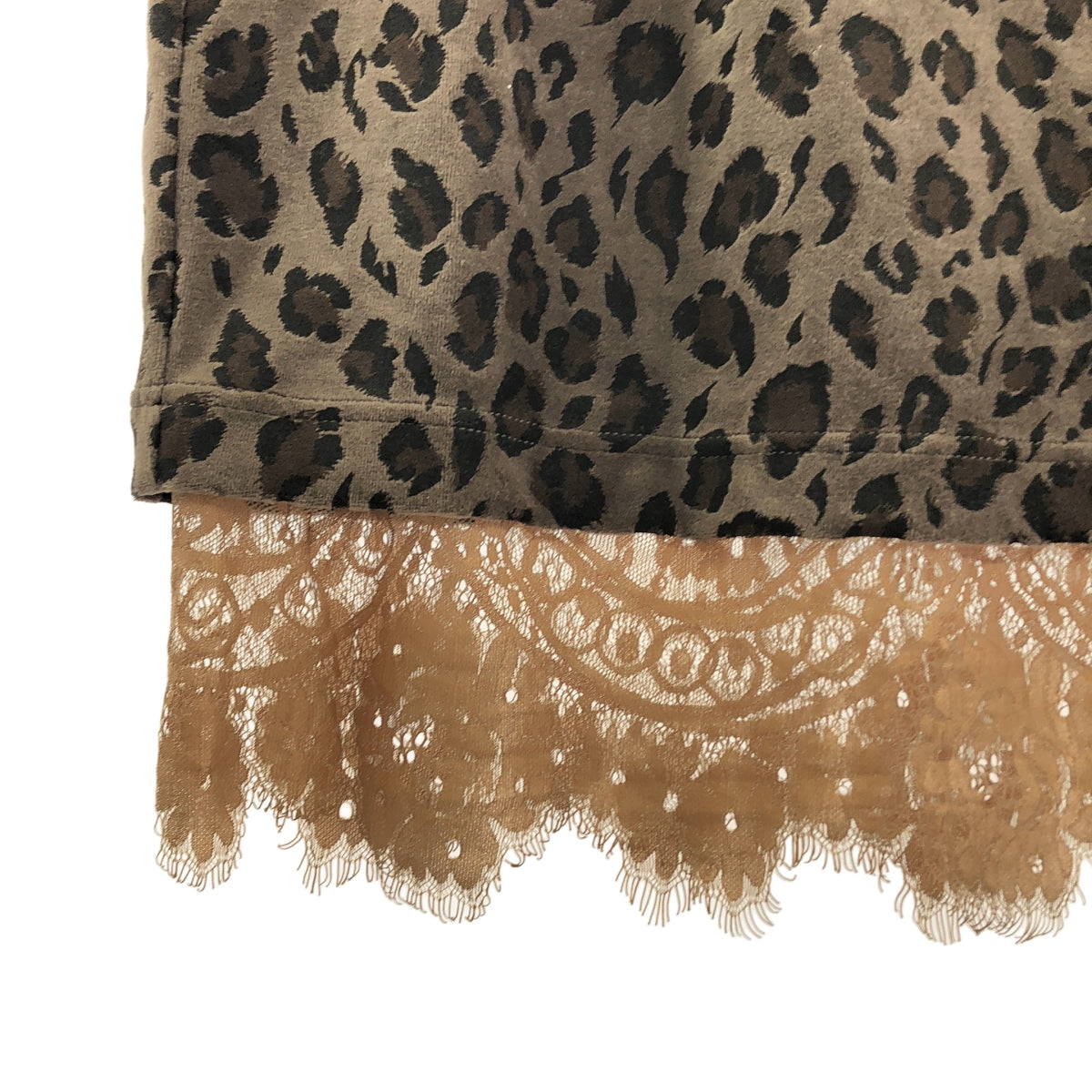 MUVEIL / 뮤베일 | 벨벳 레오파드 총 무늬 리본 레이스 스커트 / 메쉬 총 안감 | 38 |