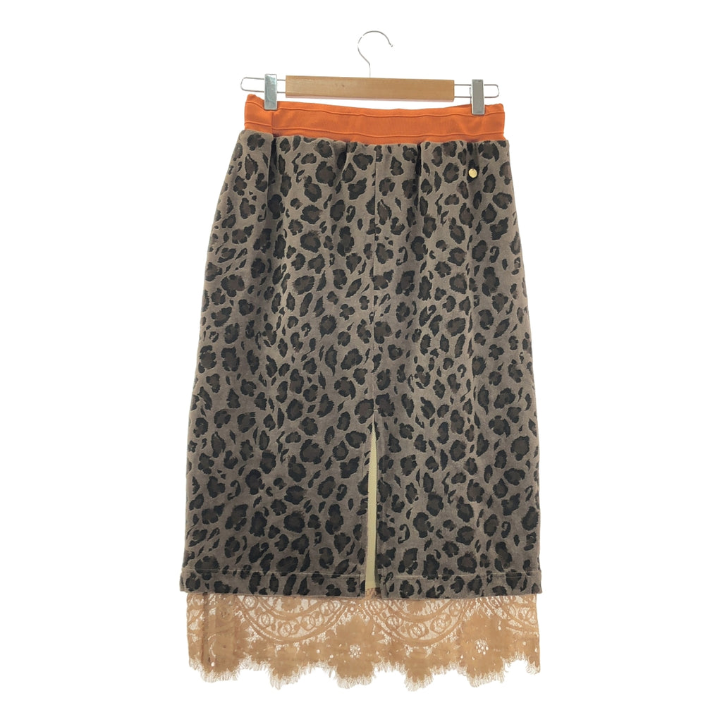 MUVEIL / 뮤베일 | 벨벳 레오파드 총 무늬 리본 레이스 스커트 / 메쉬 총 안감 | 38 |