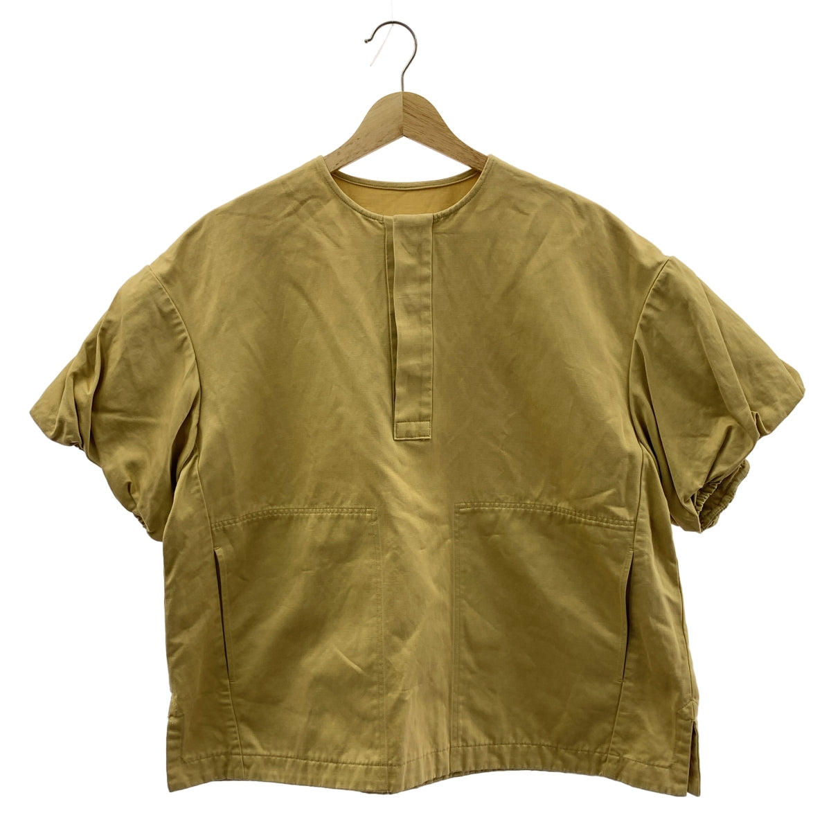 Drawer / ドゥロワー | コットン リネン サテン ボリュームスリーブ 半袖ブラウス | 36 | レディース