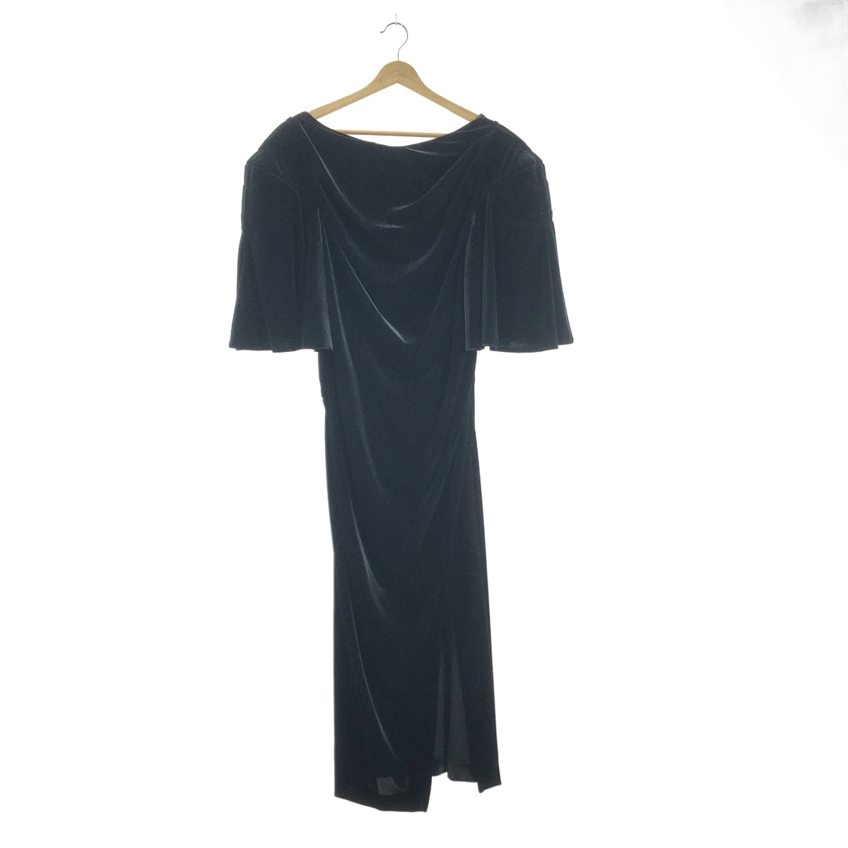 [狀況極佳] YOHEI OHNO | 天鵝絨開衩洋裝 | 有內襯 | 尺寸 36 | 黑色 | 女款