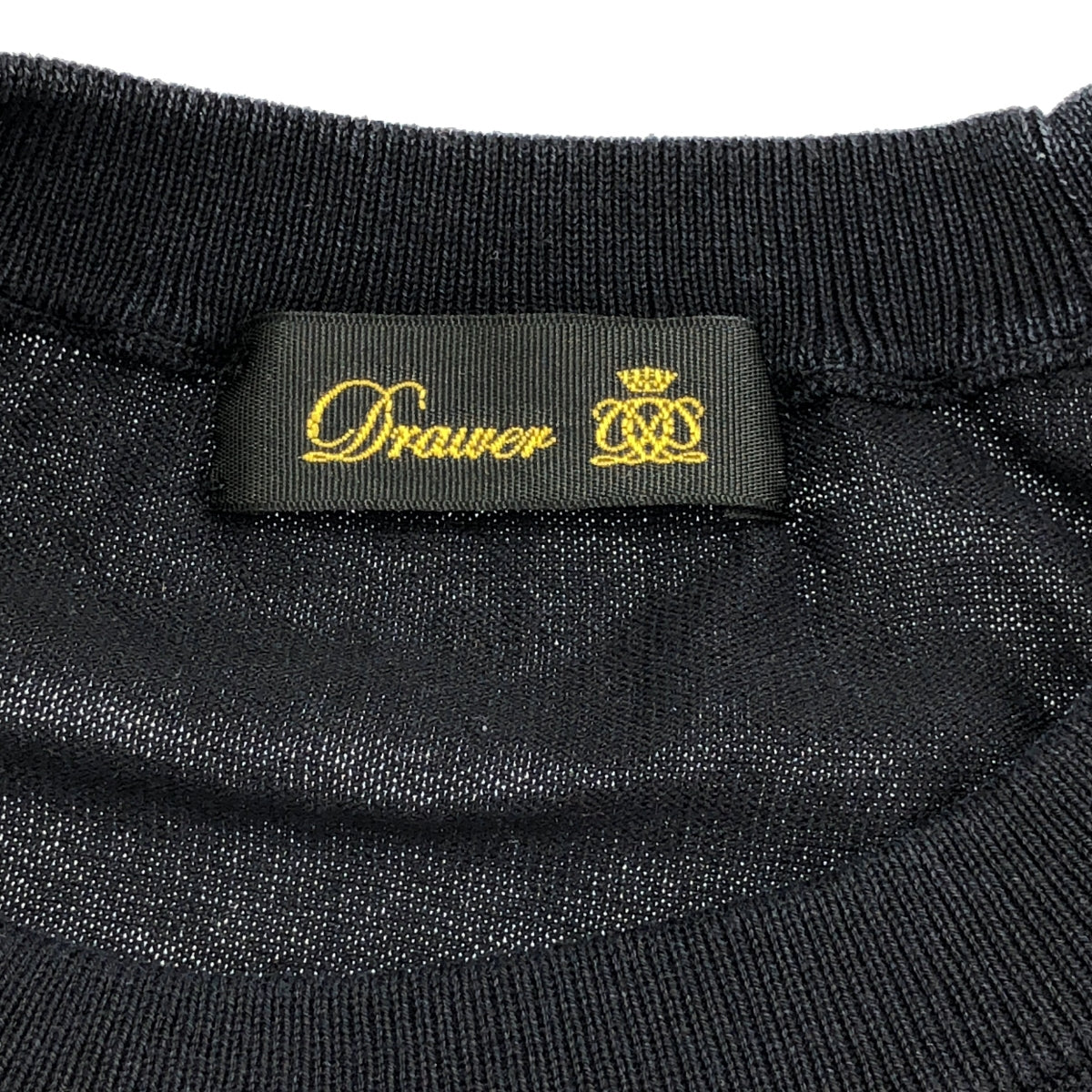 現行 Drawer 16G天竺編みクルーフレンチスリーブニット ホワイト 現行 Drawer 16G天竺編みクルーフレンチスリーブニット ホワイト