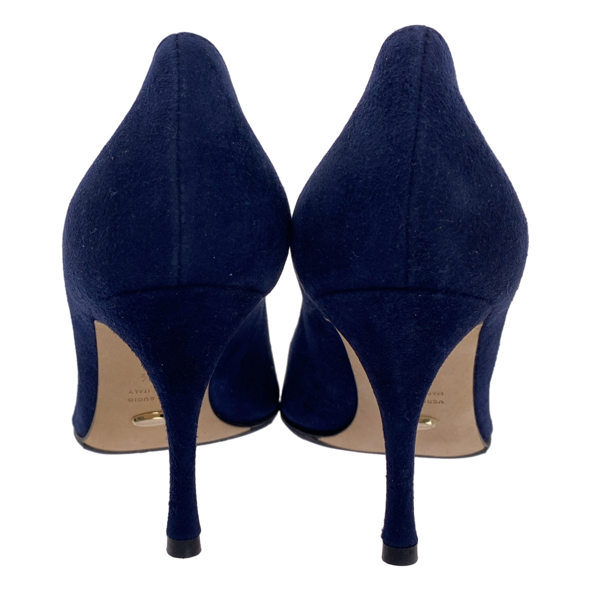 [狀況極佳] Sergio Rossi | 絨面革和皮革尖頭高跟鞋 | 尺寸 35 1/2 | 海軍藍 | 女款