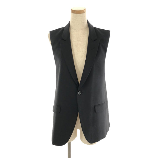 [Good Condition] COMME des GARCONS | 2014SS | Wool Front Lapel Long Vest Gilet | S | Black | Women's