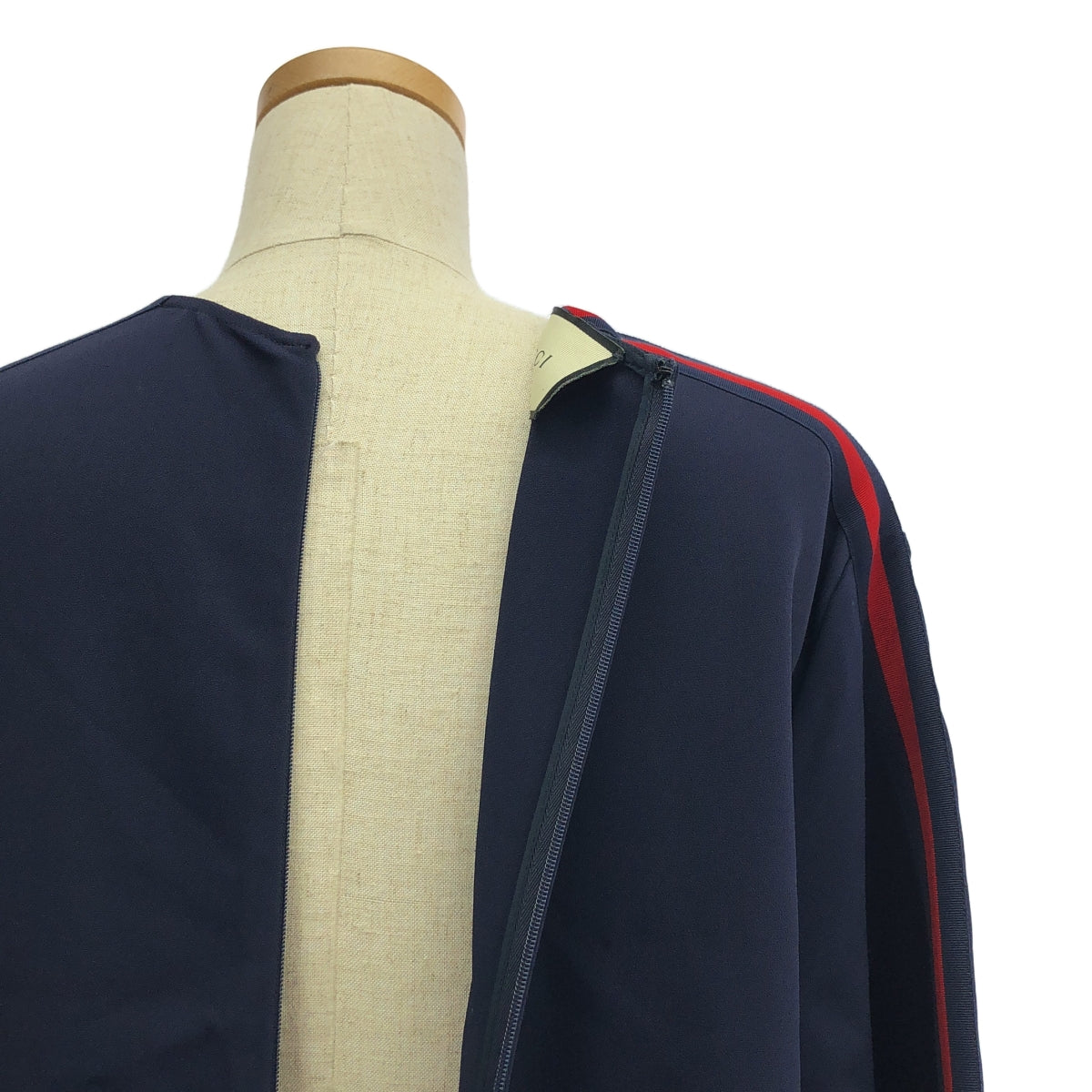 GUCCI / グッチ | 2018AW | アレッサンドロ・ミケーレ期 シェリーライン レーヨン ドレス ワンピース | 42 | ネイビー/レッド | レディース