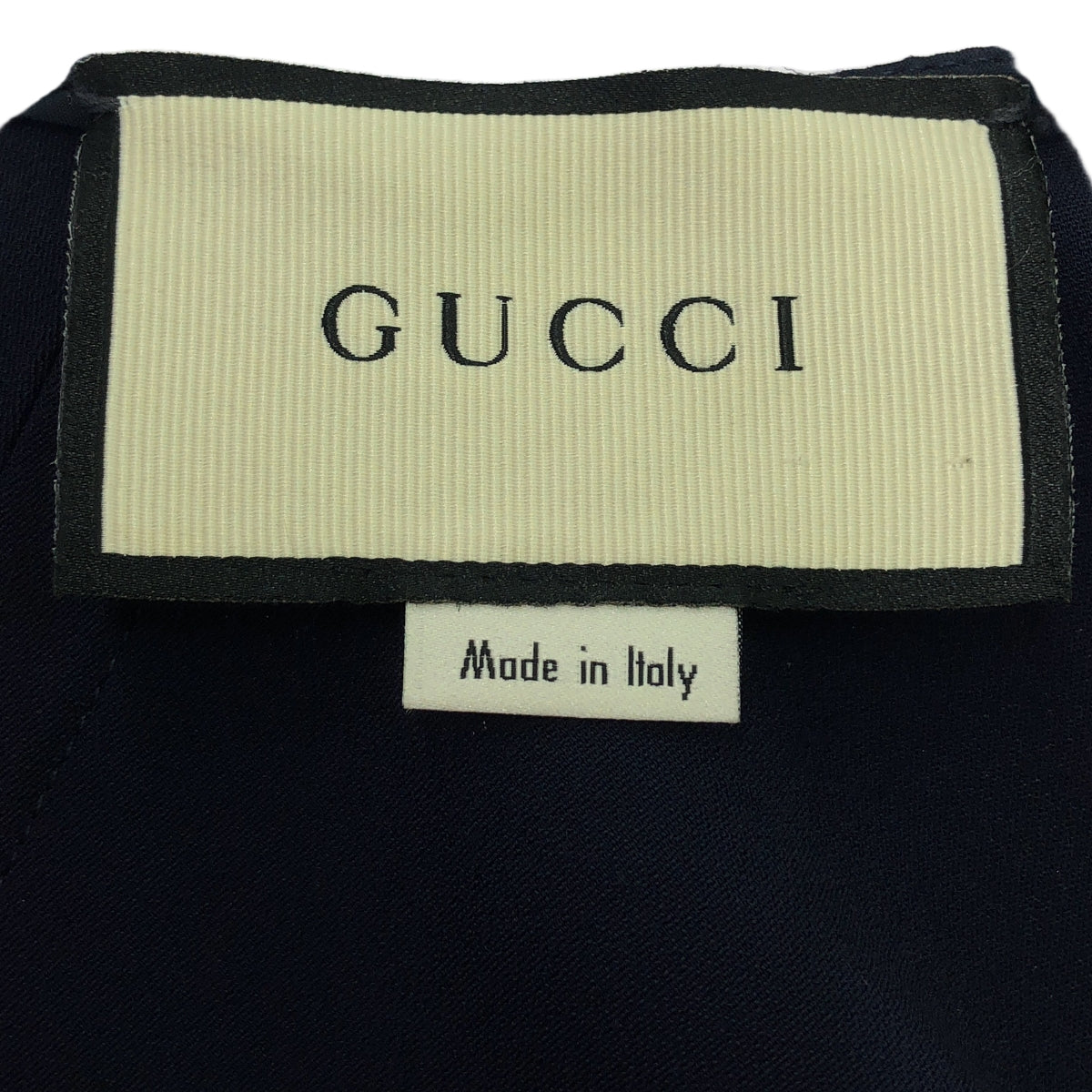 GUCCI / グッチ | 2018AW | アレッサンドロ・ミケーレ期 シェリーライン レーヨン ドレス ワンピース | 42 | ネイビー/レッド | レディース