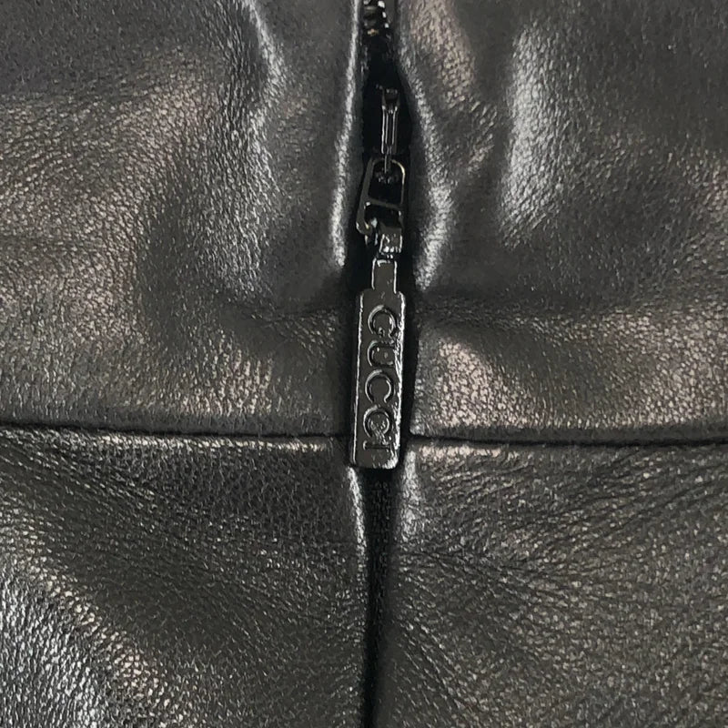 GUCCI / グッチ | 羊革 ラムレザー ロゴバックジップ フリル スカート