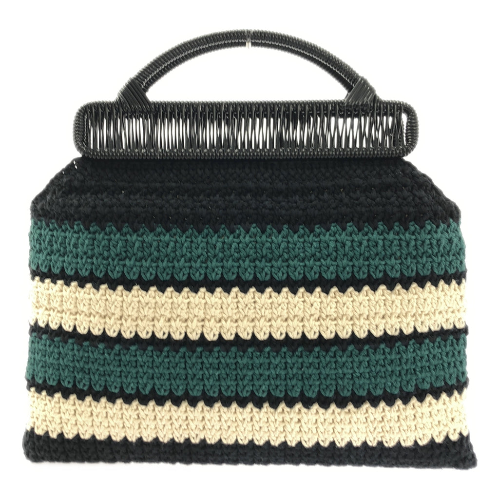【미품】 MARNI / 마르니 | MARKET CROCHET BAG / 크로쉐 니트 핸드백 | 그린 / 블랙 / 아이보리 계 | 여성