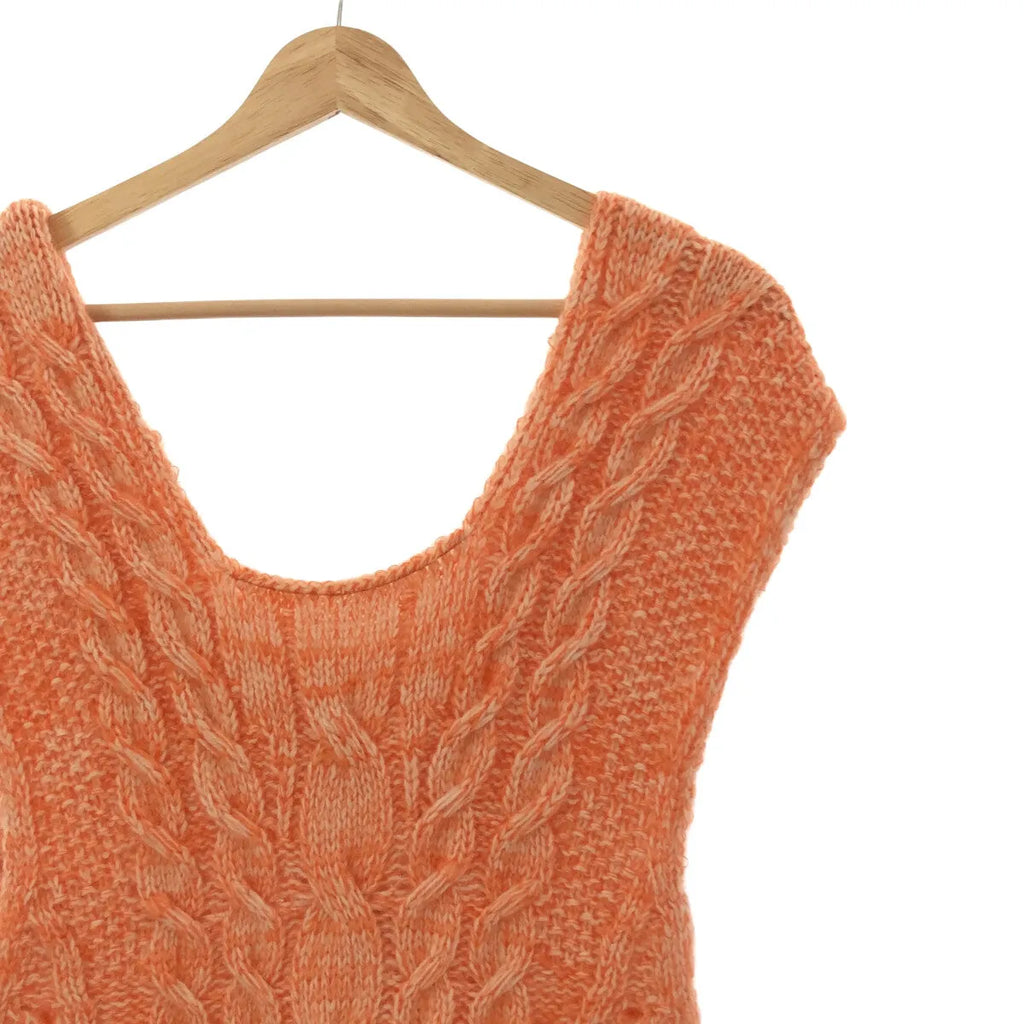 【신품】 Mame Kurogouchi / 마메쿠로고우치 | 2021AW | Multi-Pattern Cable Sleeveless Knitted Vest 니트 베스트 | 2 | 오렌지 | 여성