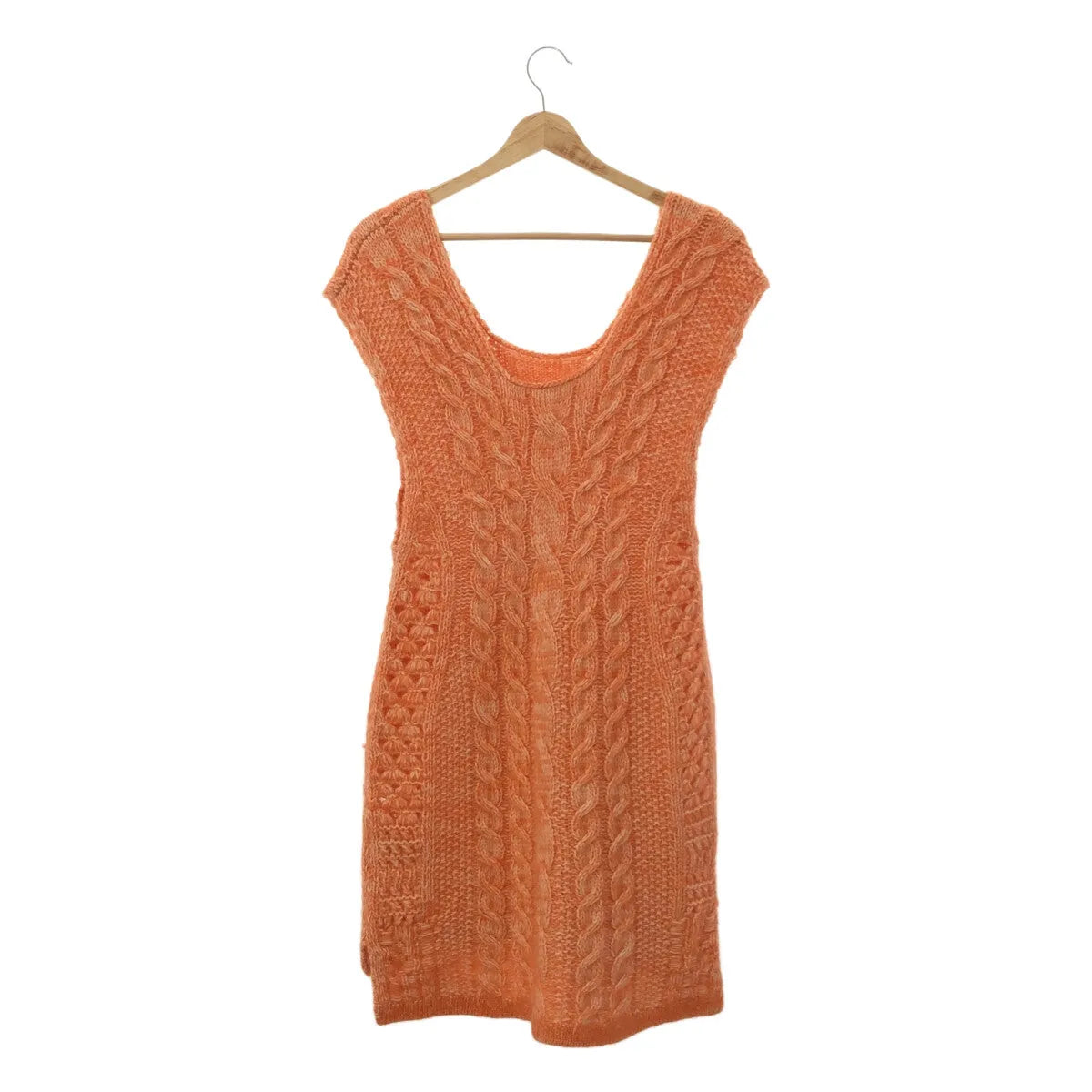 【신품】 Mame Kurogouchi / 마메쿠로고우치 | 2021AW | Multi-Pattern Cable Sleeveless Knitted Vest 니트 베스트 | 2 | 오렌지 | 여성