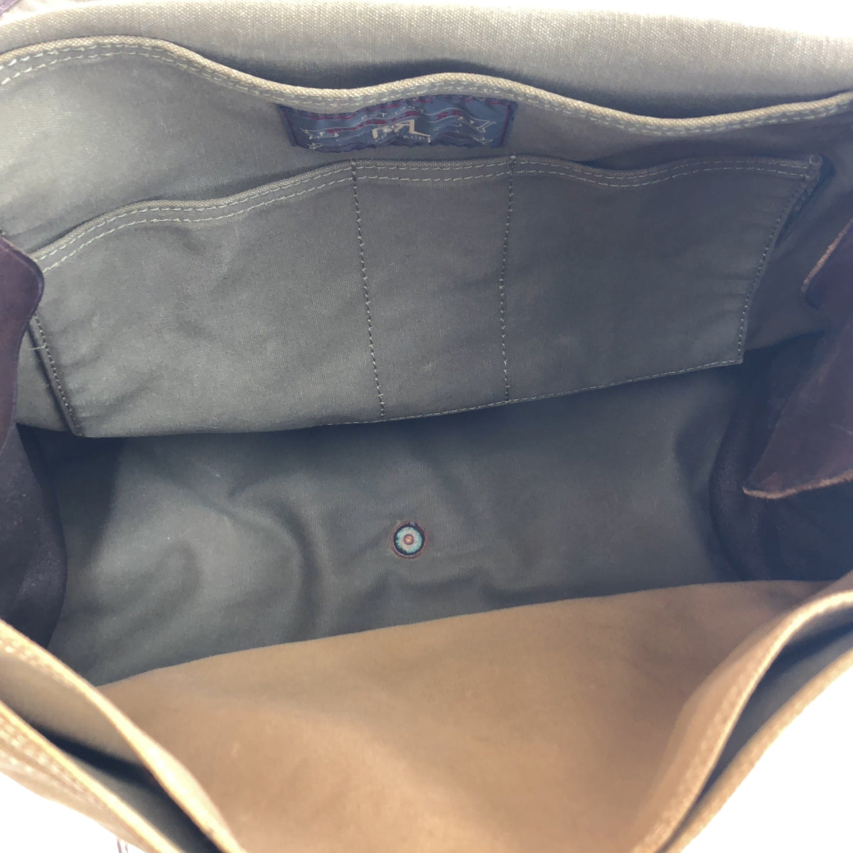 RRL / 雙 RL |帆布×皮革肩背包 帆布皮革肩背包 |米色/棕色|男士