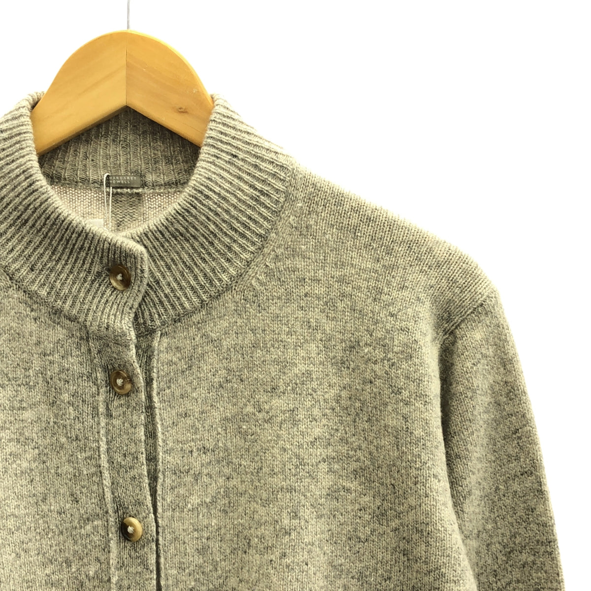 MARGARET HOWELL / マーガレットハウエル | ウール カシミヤ混 ハイネック カーディガン | F | グレー | レディース