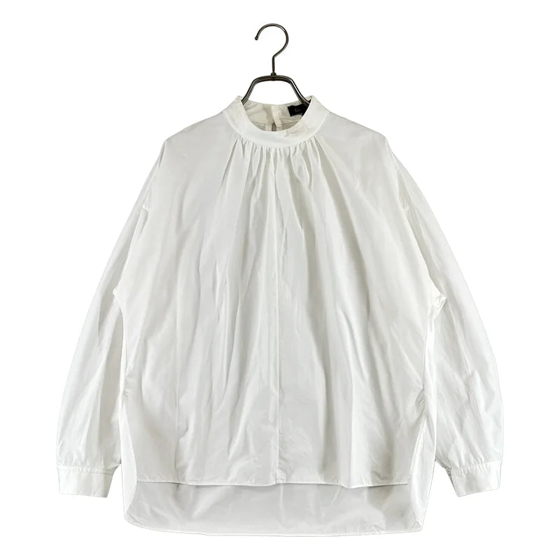 Drawer / ドゥロワー | コットン ギャザー スタンドカラー プルオーバーブラウス | 36 | レディース