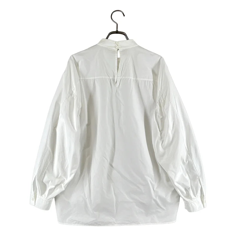 Drawer / ドゥロワー | コットン ギャザー スタンドカラー プルオーバーブラウス | 36 | レディース