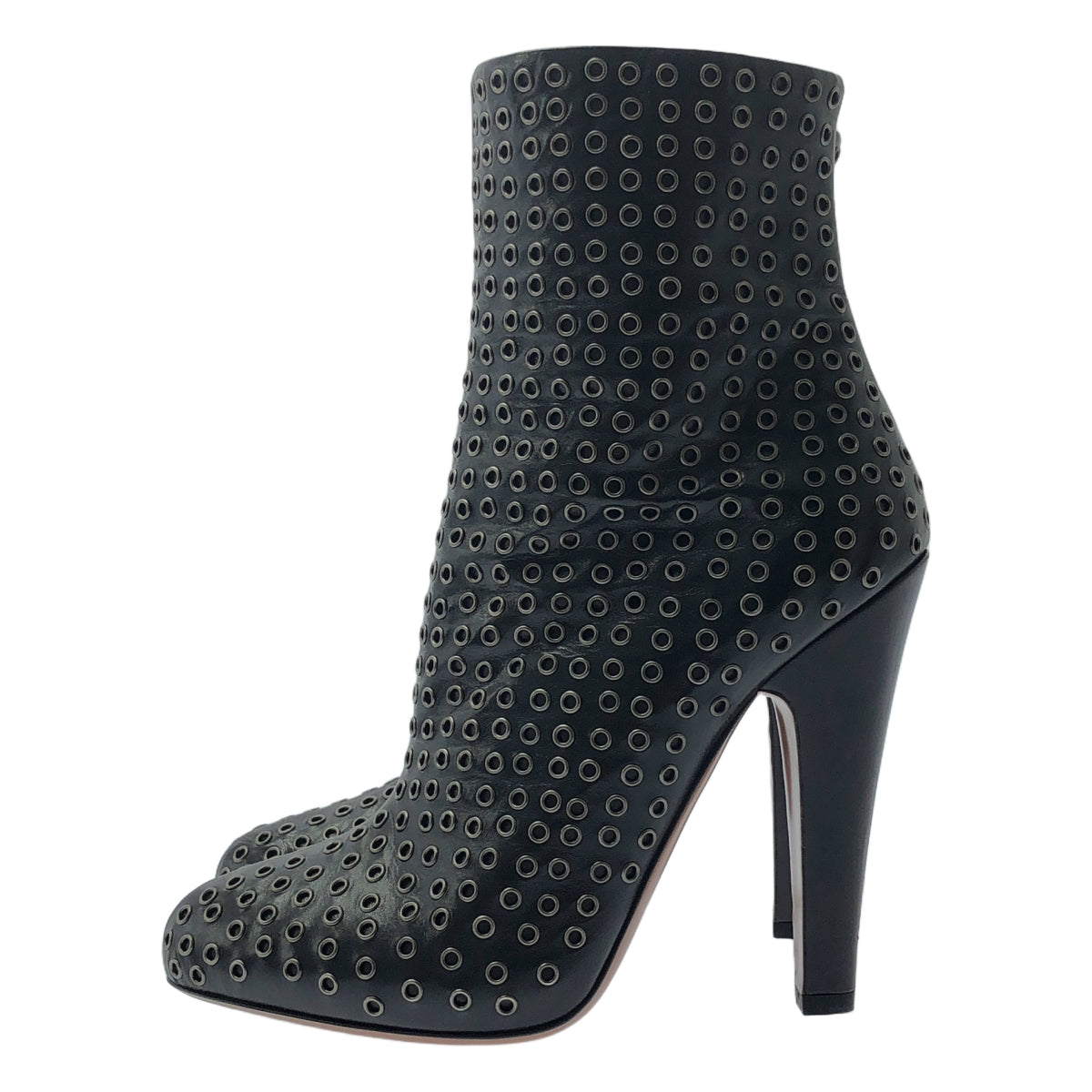 ALAIA / アライア | eyelet  boots / アイレット パンチング レザー ヒール ブーツ | 39 | ブラック/シルバー | レディース