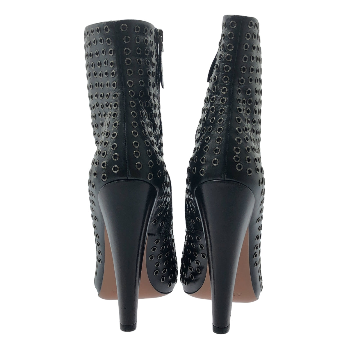ALAIA / アライア | eyelet  boots / アイレット パンチング レザー ヒール ブーツ | 39 | ブラック/シルバー | レディース