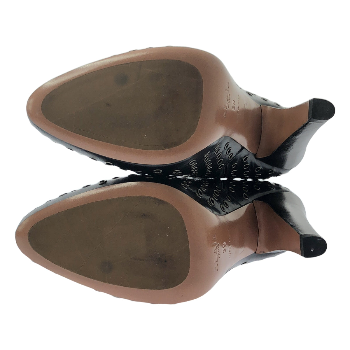 ALAIA / 얼라이어 | eyelet boots / 아일렛 펀칭 가죽 힐 부츠 | 39 | 블랙/실버 | 여성