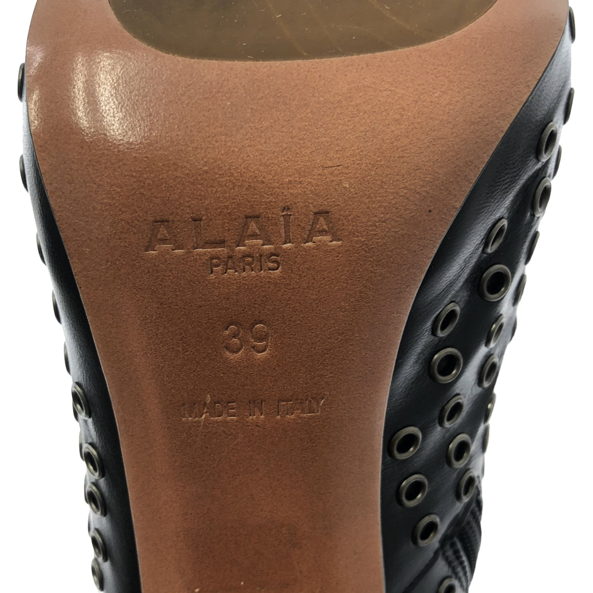 ALAIA / アライア | eyelet  boots / アイレット パンチング レザー ヒール ブーツ | 39 | ブラック/シルバー | レディース