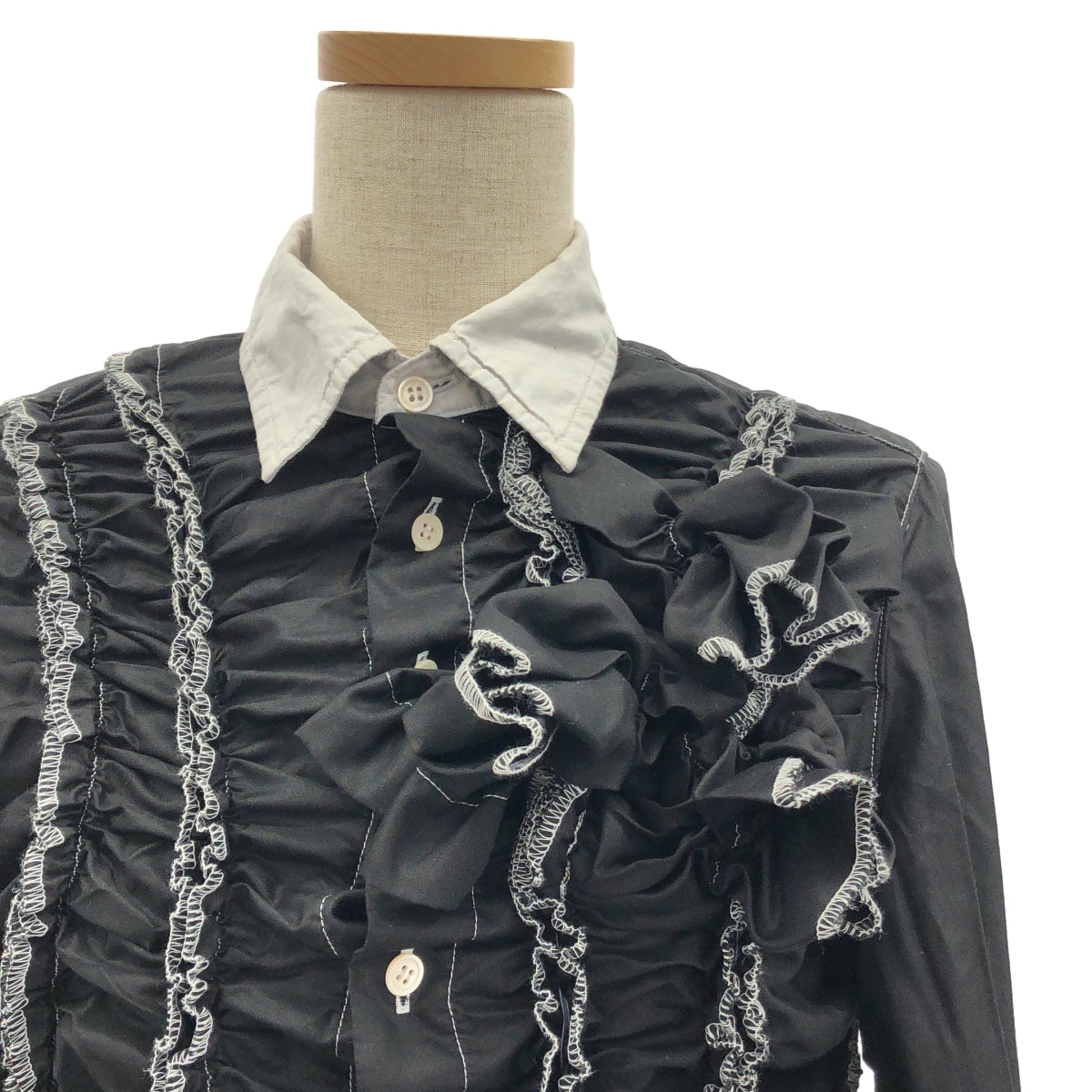 tricot COMME des GARÇONS | 2015春夏 | 聚酯成衣染色雙色不規則荷葉邊裝飾襯衫式上衣 | S碼 | 女款