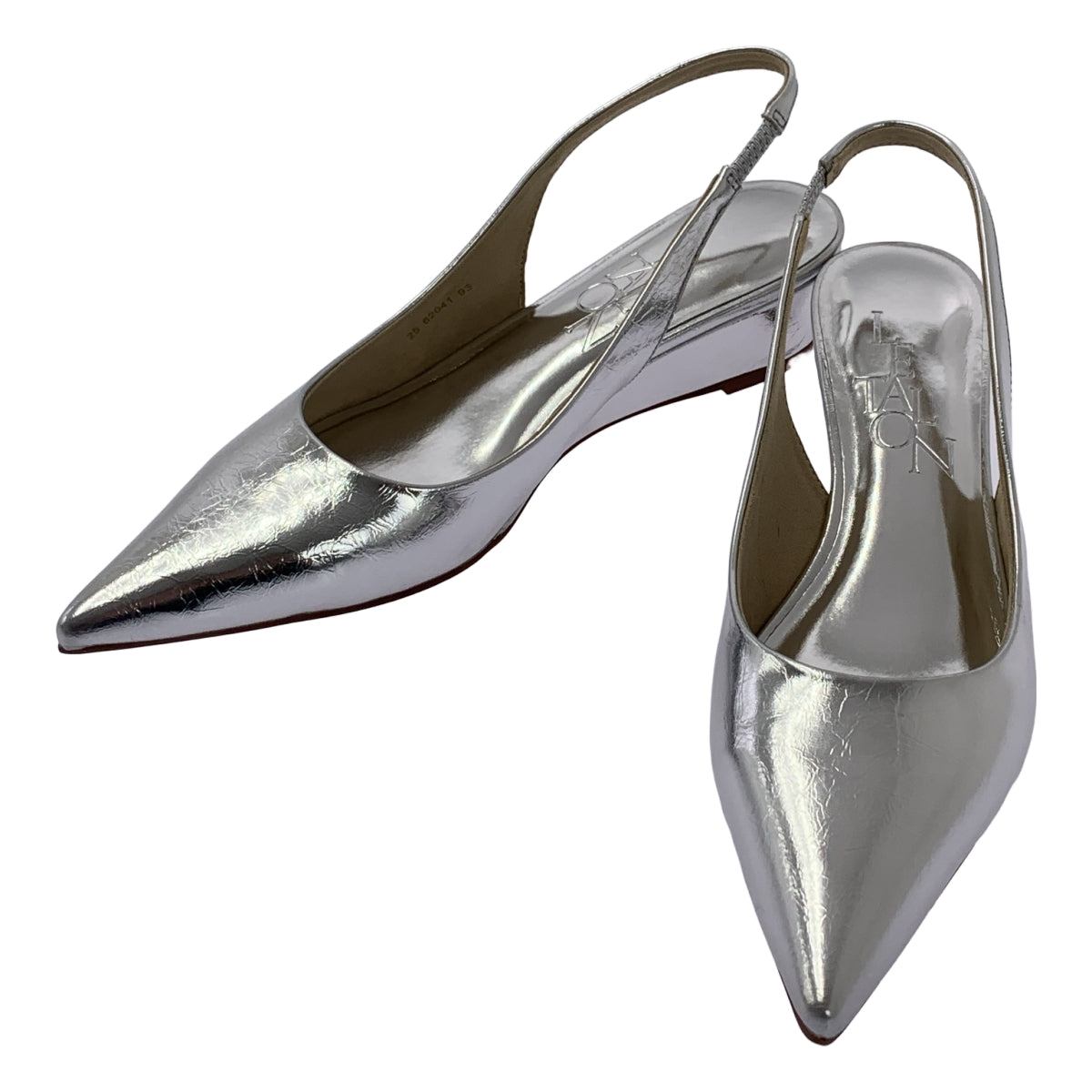 [狀況良好] Le Talon | 尖頭露跟坡跟鞋 | 露跟尖頭高跟鞋 | 23 1/2 | 銀色 | 女款