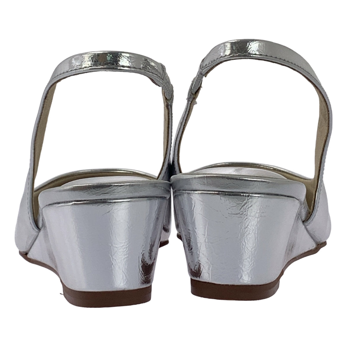[狀況良好] Le Talon | 尖頭露跟坡跟鞋 | 露跟尖頭高跟鞋 | 23 1/2 | 銀色 | 女款