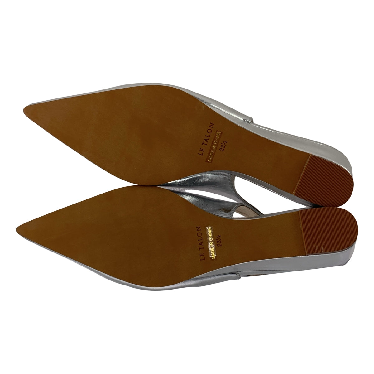 [狀況良好] Le Talon | 尖頭露跟坡跟鞋 | 露跟尖頭高跟鞋 | 23 1/2 | 銀色 | 女款